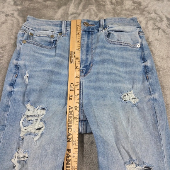 American Eagle Curvy Super High Rise Flare Jeans Light Wash Womens 4 Boho Preppy - Picture 3 of 7